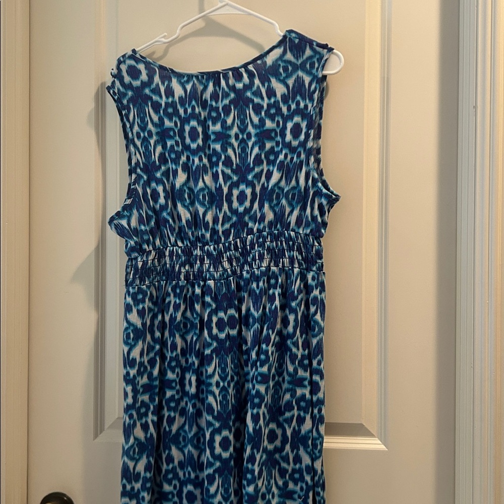 JMS Just My Size Blue Floral Patterned Sleeveless Summer Dress size 2X(18W/20W) - Picture 4 of 9